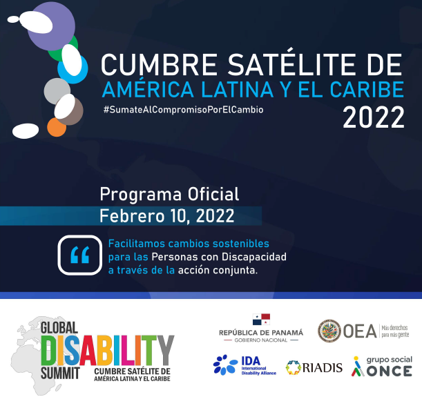 Cartel promocional de la Cumbre SATÉLITE AMÉRICA LATINA Y EL CARIBE 2022