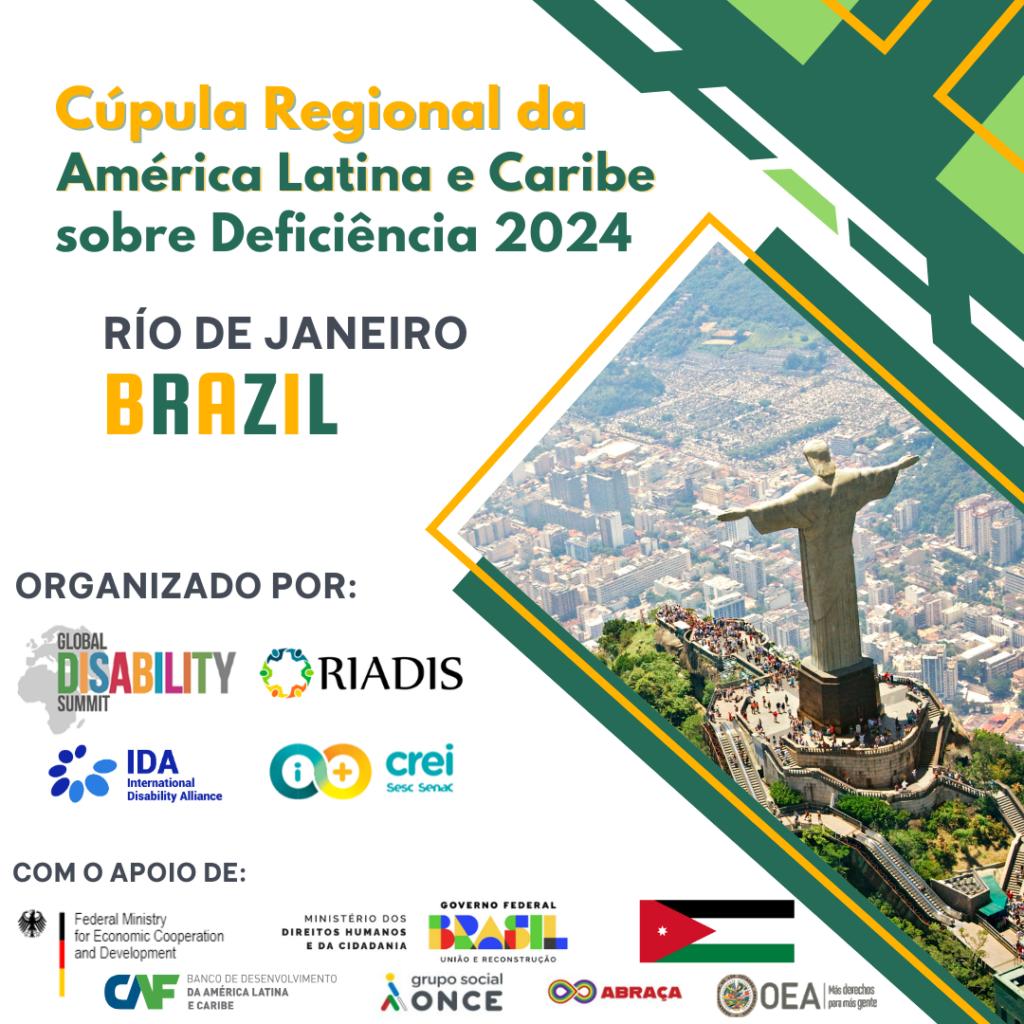 PÔSTER PROMOCIONAL DA CÚPULA REGIONAL DA AMÉRICA LATINA E DO CARIBE SOBRE DEFICIÊNCIA 2024 - RIO DE JANEIRO, BRASIL