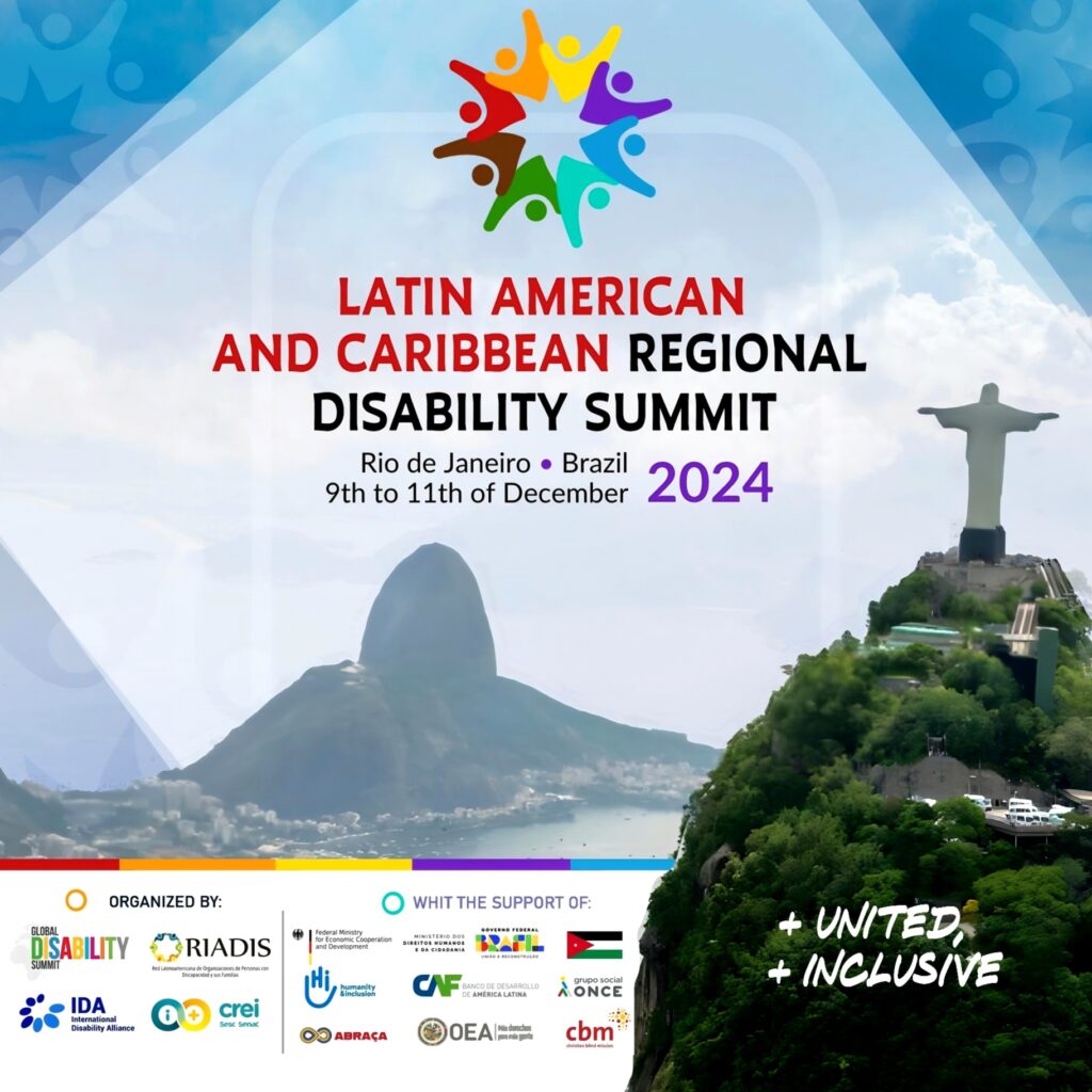 PROMOTIONAL POSTER FOR THE 2024 LATIN AMERICA AND CARIBBEAN REGIONAL SUMMIT ON DISABILITY - RIO DE JANEIRO, BRAZIL