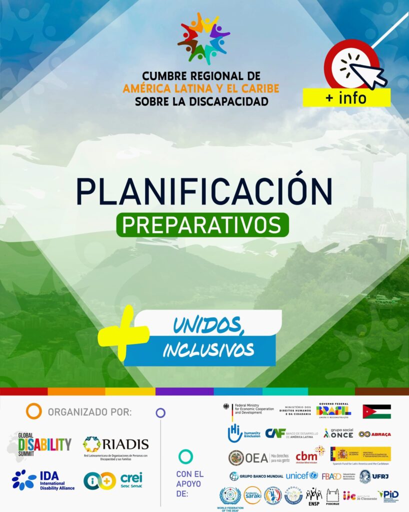 Imagen que contiene en la parte superior el logo oficial de la cumbre, en el centro texto que dice PLANIFICACION, PREPARATIVOS. mas unidos, mas inclusivos. y en la parte inferior aparecen los logos de las organizaciones creadores del evento y las organizaciones de apoyo.